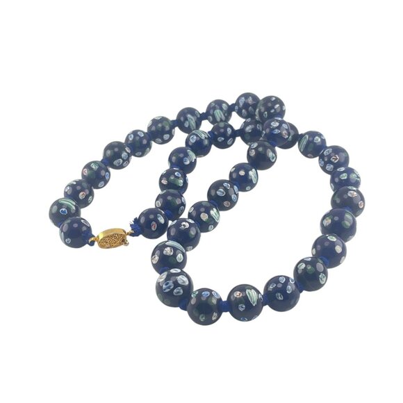 Millefiori Glass Beaded Necklace With Gold-Tone Clasp Statement Elegant - Picture 3 of 10